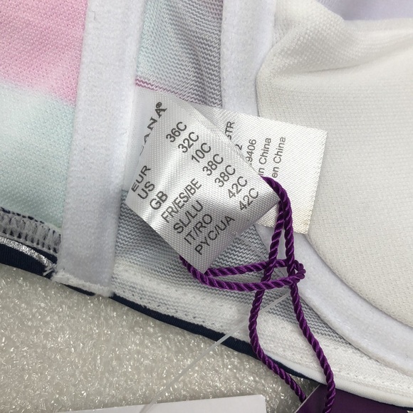 NEW LASCANA Bikini Top Multicolor Striped Halter Push Up Size 32C - Picture 3 of 8